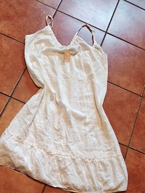 Kona Sol Cream Textured Sundress with Adjustable Straps